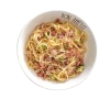 Spaghetti with Turkey Strip and Chicken Carbonara